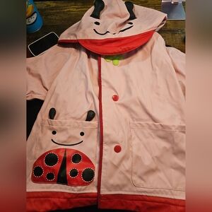 Skip Hop Pink Ladybug Red Lined Rain Coat Jacket Size 2 2t Small